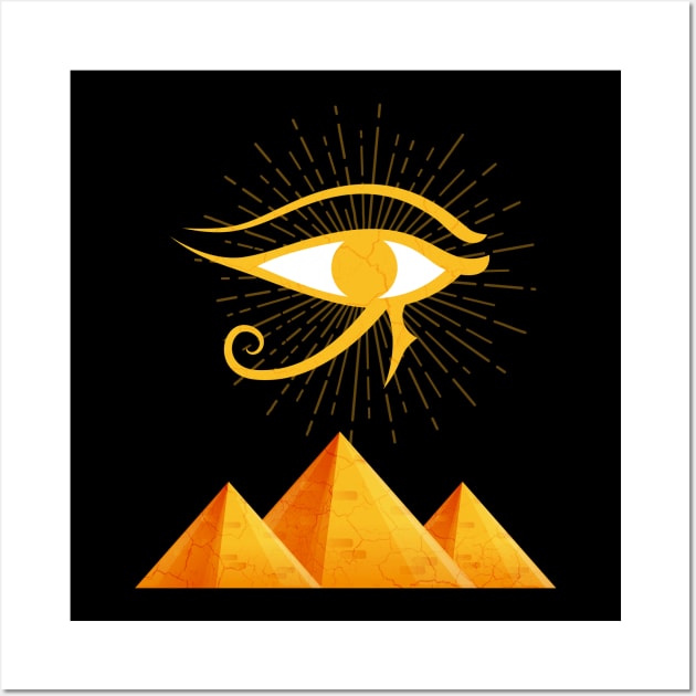 Egypt Pyramids Eye Of RA Hieroglyph Wall Art by Foxxy Merch